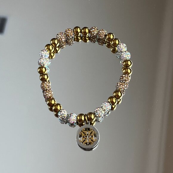 Rustic Cuff Metal Stainless Steel Shambala Beaded Stretch Bracelet Mini shambala - Picture 3 of 3